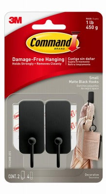 3M 3M Company 17033MB-2ES Small Matte Black Hook 2 Pack