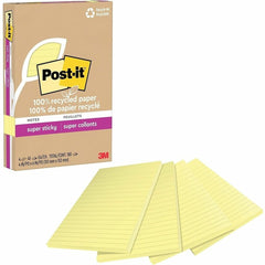 3M 3M MMM4621R4SSCY Recycled Supersticky Adhesive Note 4 x 6 in (4 Pack)