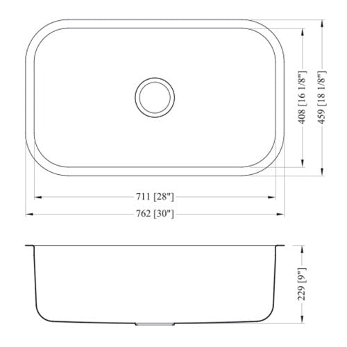 DAKOTA Dakota Plumbing GSR-16-3018 Undermount Kitchen Sink 30x18