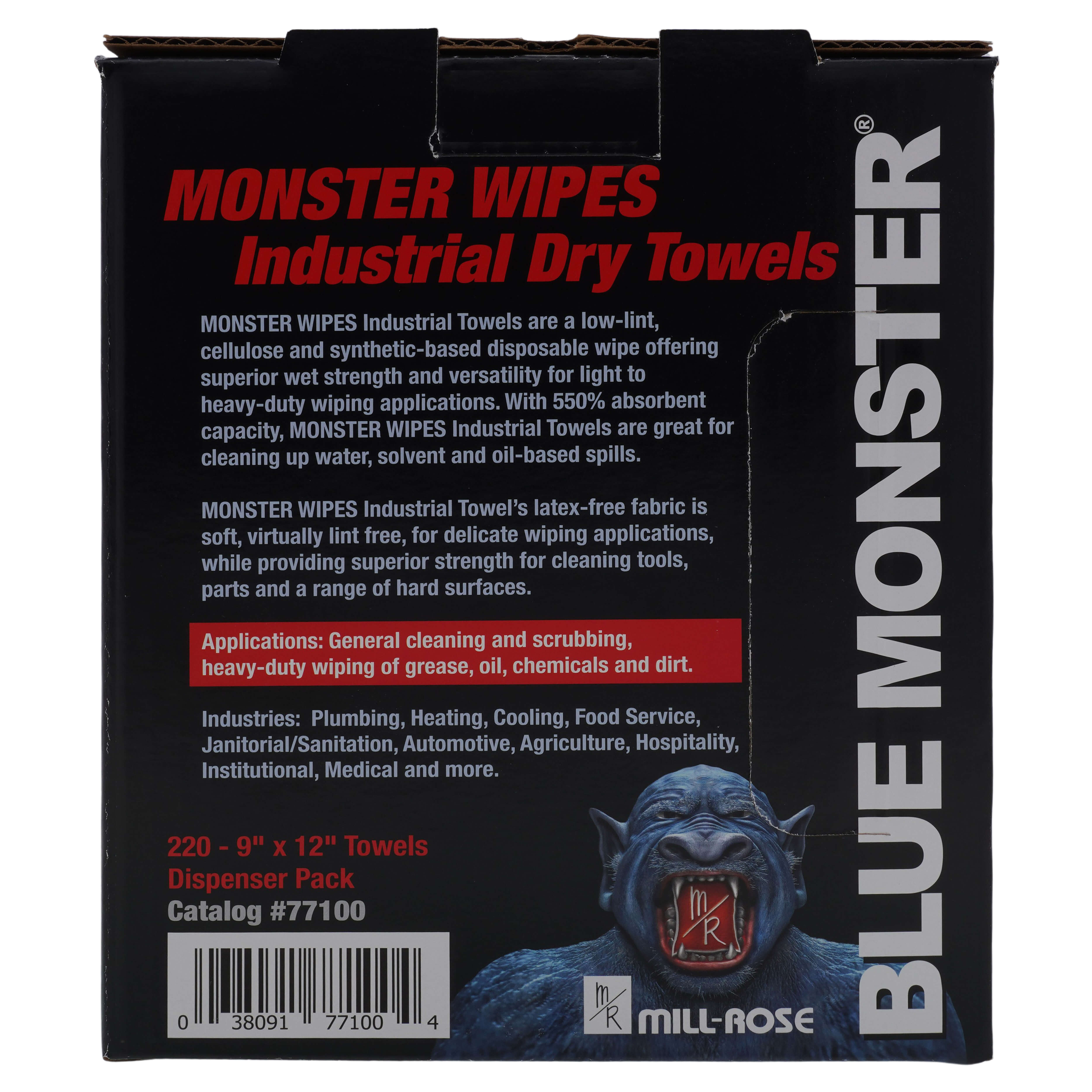 BLUE MONSTER Blue Monster 77100 9 x 12 Industrial Dry Towels 220 per Pack Replacement MPN