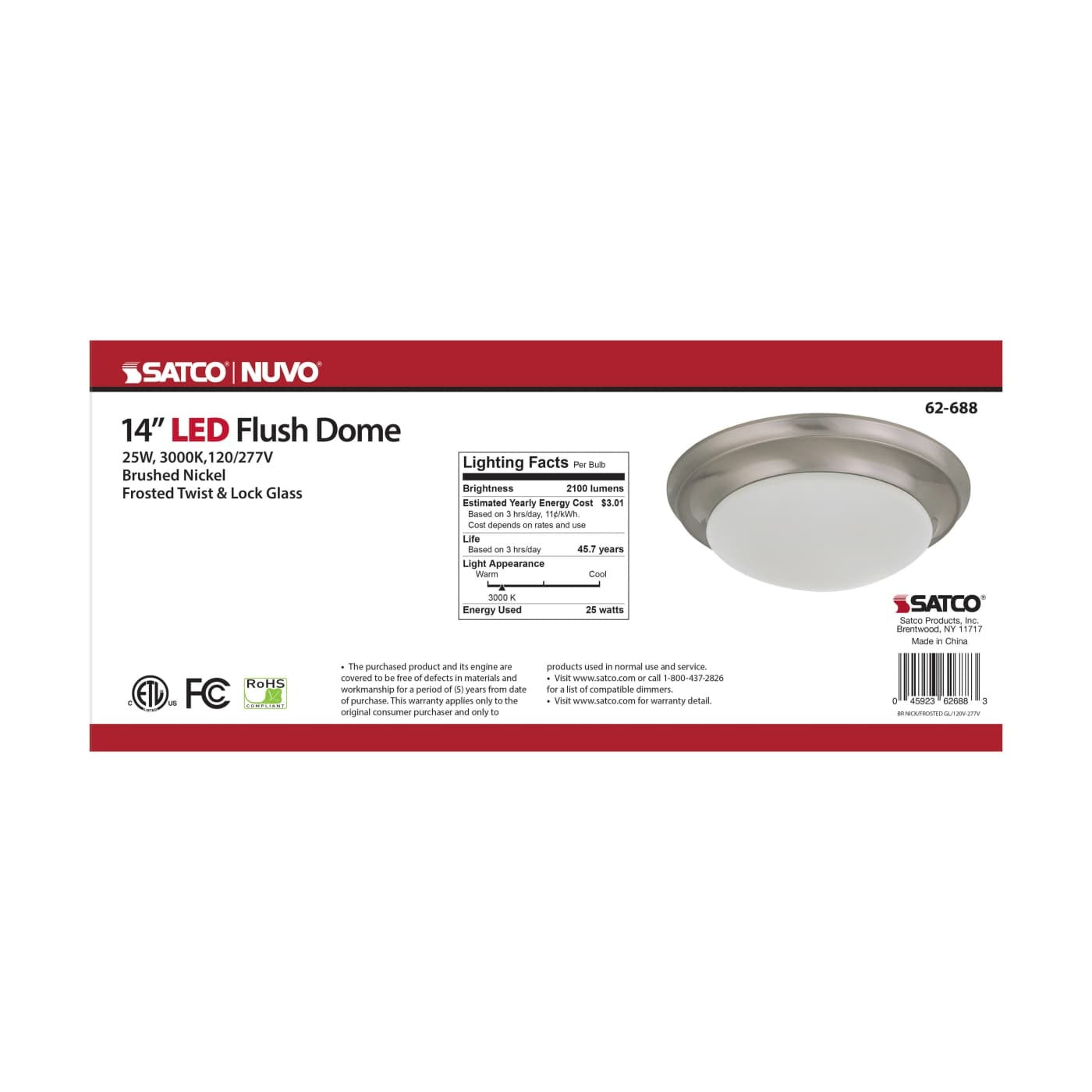 SATCO-NUVO Satco-Nuvo 62/688 LED Twist & Lock Flush Mount 25W (14 in) 62-688