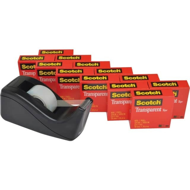 3M 3M MMM600KC60 Transparent Tape and Scotch C60 Dispenser (12/Pack) 600K-C60