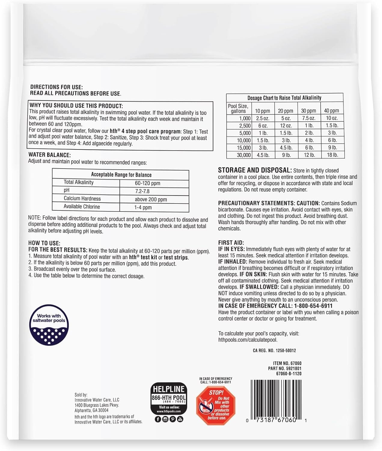 HTH Hth 67060 Alkalinity Up 5 lb