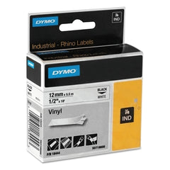 Dymo 18444 Rhino Industrial Vinyl Labels Printers 1/2 18 ft Black Print on White