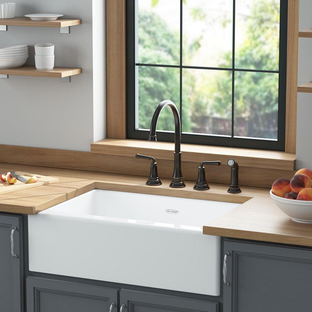 AMERICAN STANDARD American Standard 77SB30220A.308 Delancey 30 x 22-1/16 in. Cast Iron 4-Hole Undermount Single Bowl Kitchen Sink