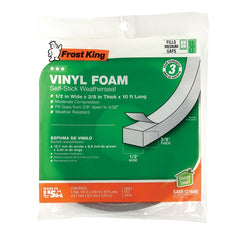 FROST KING Frost King V445H Vinyl foam tape closed cell moderate compression (1/2 in x 3/8 in x 10 ft)