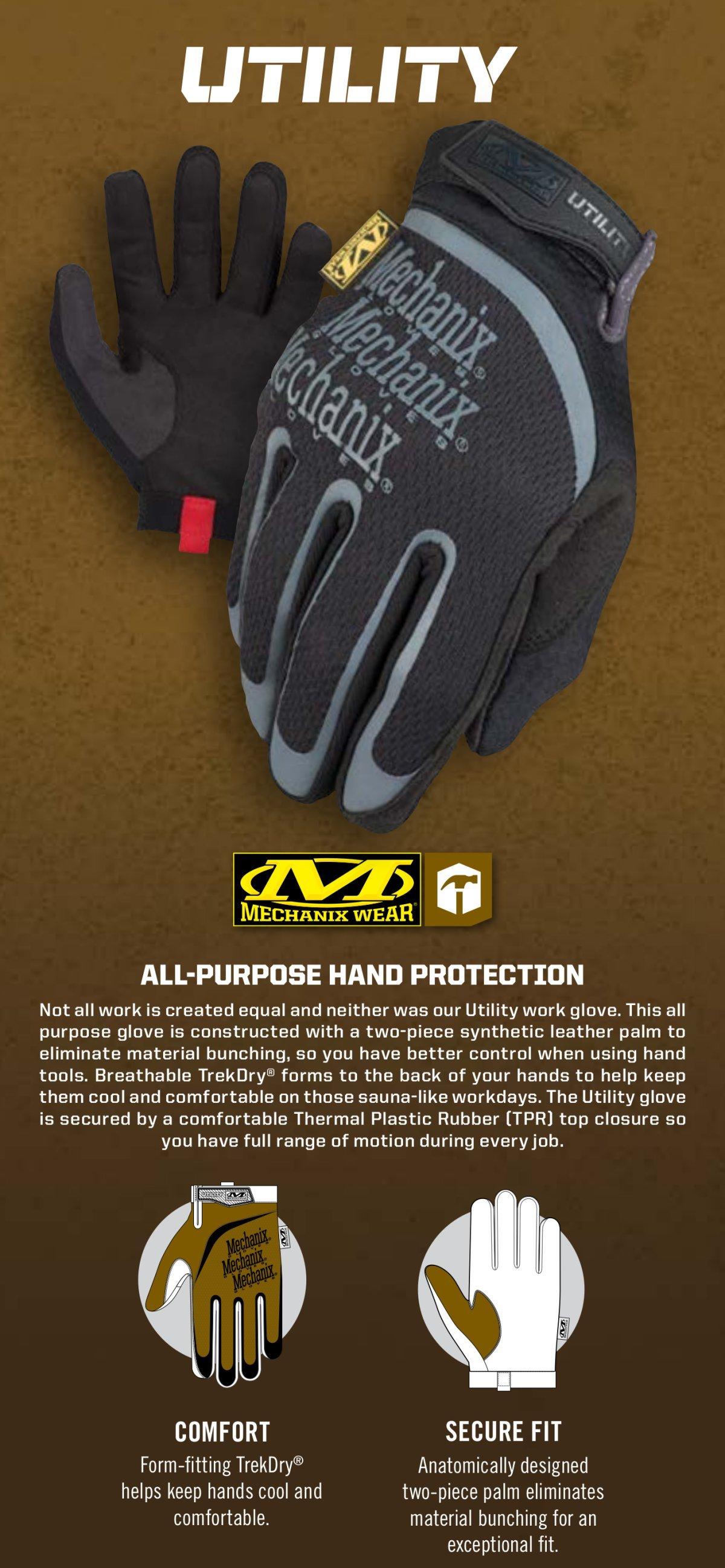 MECHANIX Mechanix Wear H15-05-009 Rubber and Synthetic Leather All Purpose Size M Reusable Gloves in Black