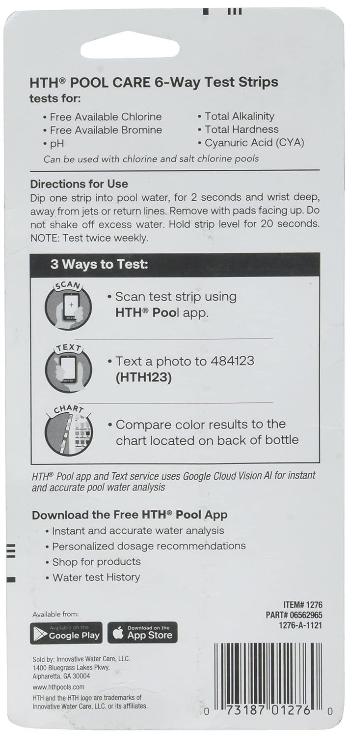 HTH Hth 1276 6-Way Swimming Pool Test Strips (30 Pack)