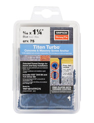 SIMPSON STRONG-TIE Simpson Strong-Tie TNT18114TFC75 Titen Turbo 3/16 x 1-1/4 Flat-Head 75-Pack
