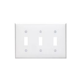 LEVITON Leviton 80711-I 3-Gang Toggle Device Switch Wallplate, Ivory