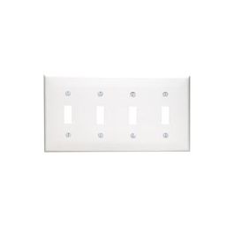 LEVITON Leviton 80712-I 4-Gang Toggle Device Switch Wallplate, Standard Size, Thermoplastic Nylon, Ivory