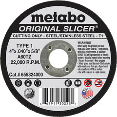 METABO Metabo 655324000 Cut-off Wheel 4in Type 1 60 Grit