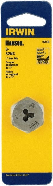 IRWIN Irwin 9318 Hex Rethreading Die 6-32 Unc Right Hand
