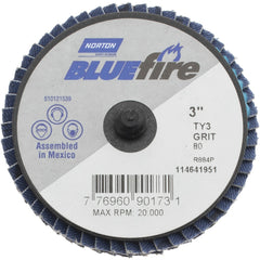 NORTON Norton 77696090173 Flap Disc 80 Grit Type 27 3 Inch