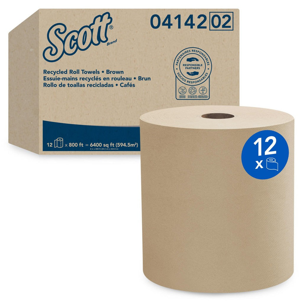 KIMBERLY-CLARK Scott 04142 Hard Roll Paper Towels 800ft 12 Rolls Natural