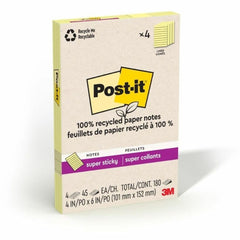 3M 3M MMM4621R4SSCY Recycled Supersticky Adhesive Note 4 x 6 in (4 Pack)