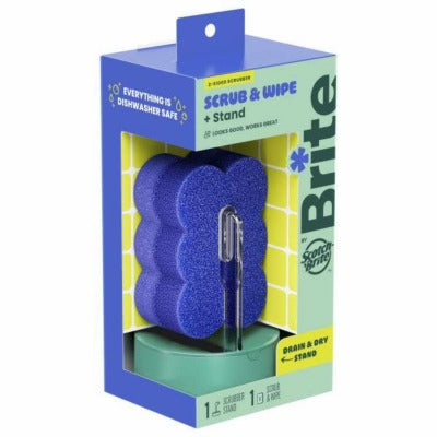 3M 3M Company BRSS-3 Scrub Sponge with Storage Stand 3 Pack