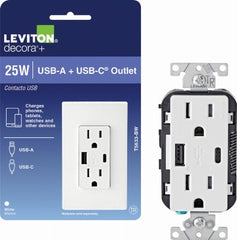 LEVITON Leviton Mfg Co RN2-T5633-0BW Duplex Outlet Usb 25W 3 Pack