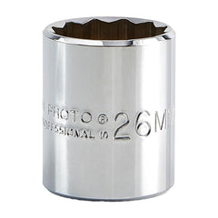 PROTO Proto J5426M 26mm 1/2 Drive 12-point Chrome Hand Socket