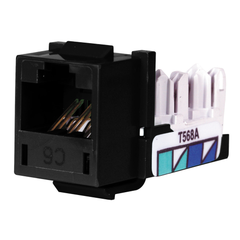 Hubbell HXJ6BK Modular Jack Cat6, 1-Punch, Black