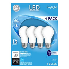 GE G E Lighting 93098314 Led A19 8W Daylight Bulb 4 Pack