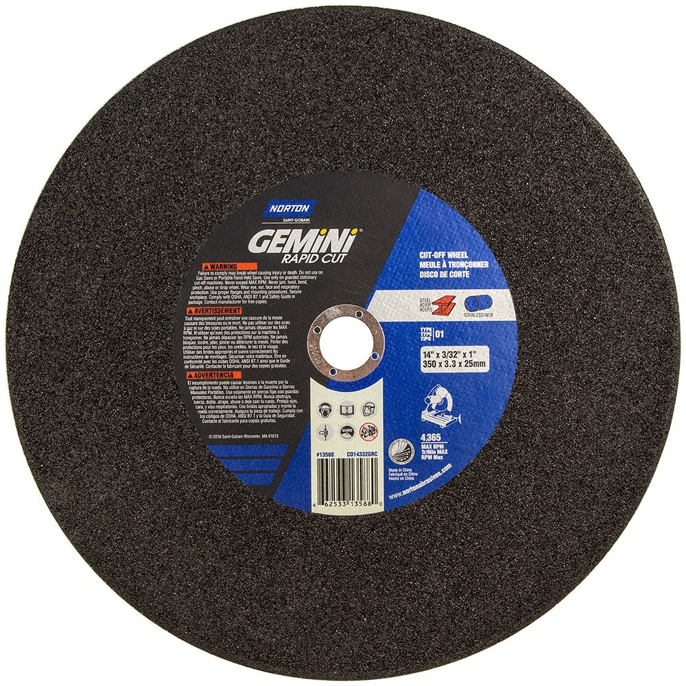NORTON Norton 66253313588 Cut-off Wheel 14 in Aluminum Oxide