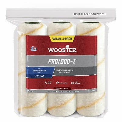 WOOSTER Wooster Brush RR724-9 Roller Cover 9in 1/2in Nap 3 Pack
