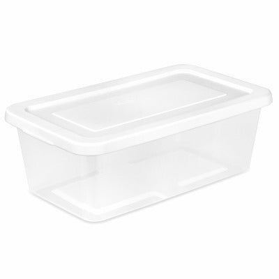 STERILITE Sterilite 42428018 6 Qt Storage Box White Lid 18 Pack