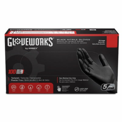 AMMEX Ammex Corporation GPNB44100 Nitrile Gloves Medium Black 100ct