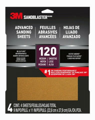3M 3M Company 20120-G-4 Sandpaper 120 Grit 9x11 Inches 4 Pack