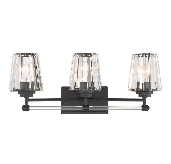 SAVOY HOUSE Savoy House 8-6001-3-BK Garnet 3-Light Bathroom Vanity Light 60W 9.5in Height 24in Width