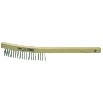 WEILER Weiler 44054 Hand Wire Scratch Brush .012 Stainless Steel Fill Curved Handle 3 x 19 Rows
