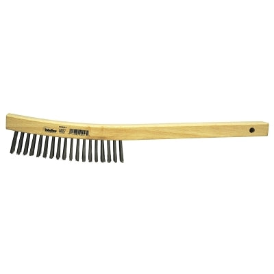 WEILER Weiler 44057 Curved Handle Scratch Brush 14 L 4X18 Rows Stainless Steel Wire Wood Handle
