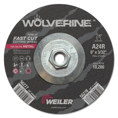 Weiler 56278 Wolverine Type 27 6 in 3/32 in 5/8-11 Aluminum Oxide Cutting Wheel
