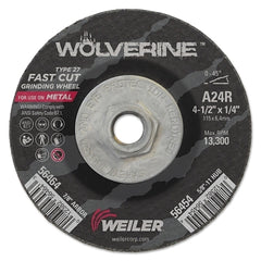WEILER Vortec Pro 56454 Cut-Off Wheel 24 Grit 4-1/2 In Diameter 1/4 In Thickness