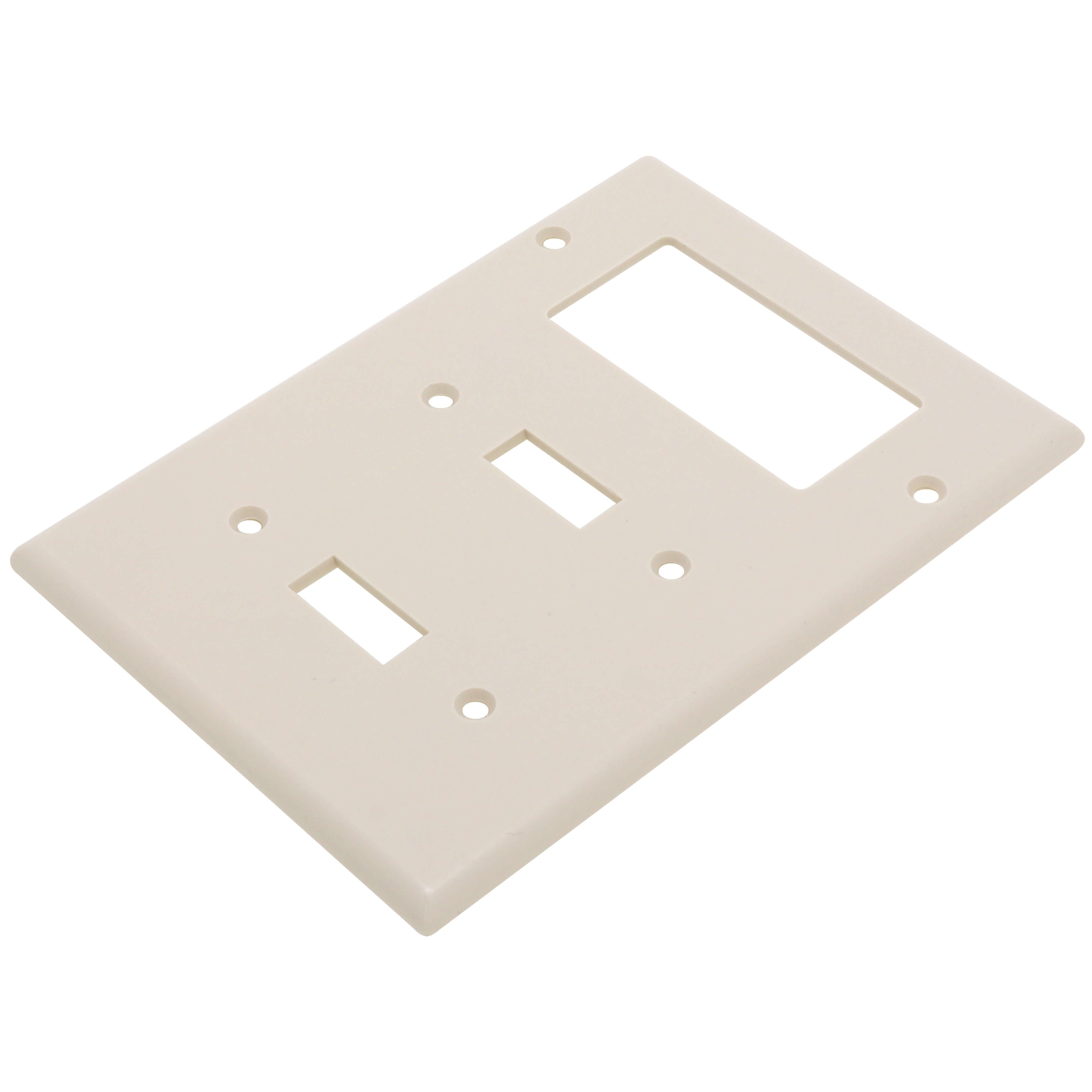 LEVITON Leviton 80421-T 3-Gang 2-Toggle 1-Decora/GFCI Device Combination Wallplate Standard Size Thermoset