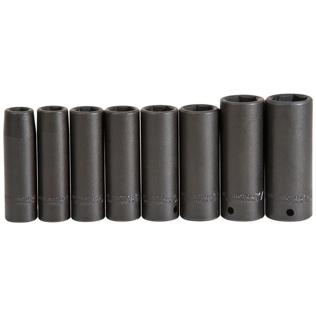 PROTO Proto J72159 Deep Impact Socket Set 8 Pc 1/2 in Drive