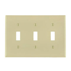 Leviton 80711-I 3-Gang Toggle Device Switch Wallplate, Ivory