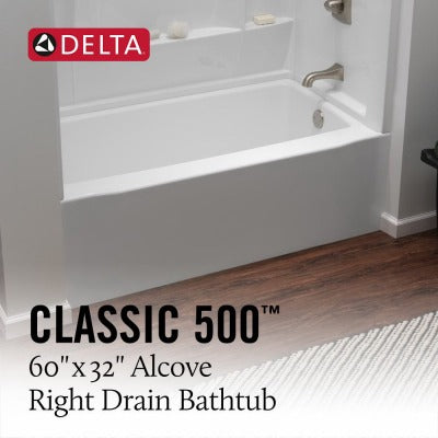 DELTA FAUCET Delta Faucet Co B23607-6032R-WH Bathtub 60x32 Right Drain