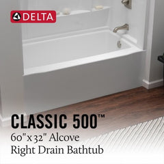 DELTA FAUCET Delta Faucet Co B23607-6032R-WH Bathtub 60x32 Right Drain