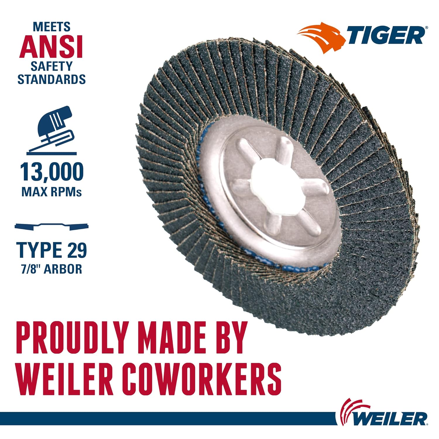 WEILER Weiler 50515 Tiger Abrasive Flap Disc 80 Grit 4-1/2 Dia.