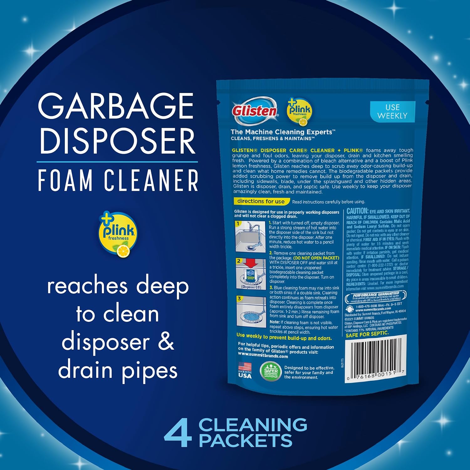 GLISTEN Glisten DP06N-PB Garbage Disposer Cleaner Odor Eliminator 4.9 Ounce Pack of 6