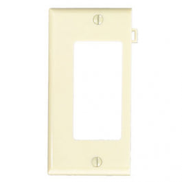 LEVITON Leviton PSE26-I 1-Gang Decora/GFCI Device Decora Wallplate, Sectional, Thermoplastic Nylon, Device Mount, End Panel, Ivory