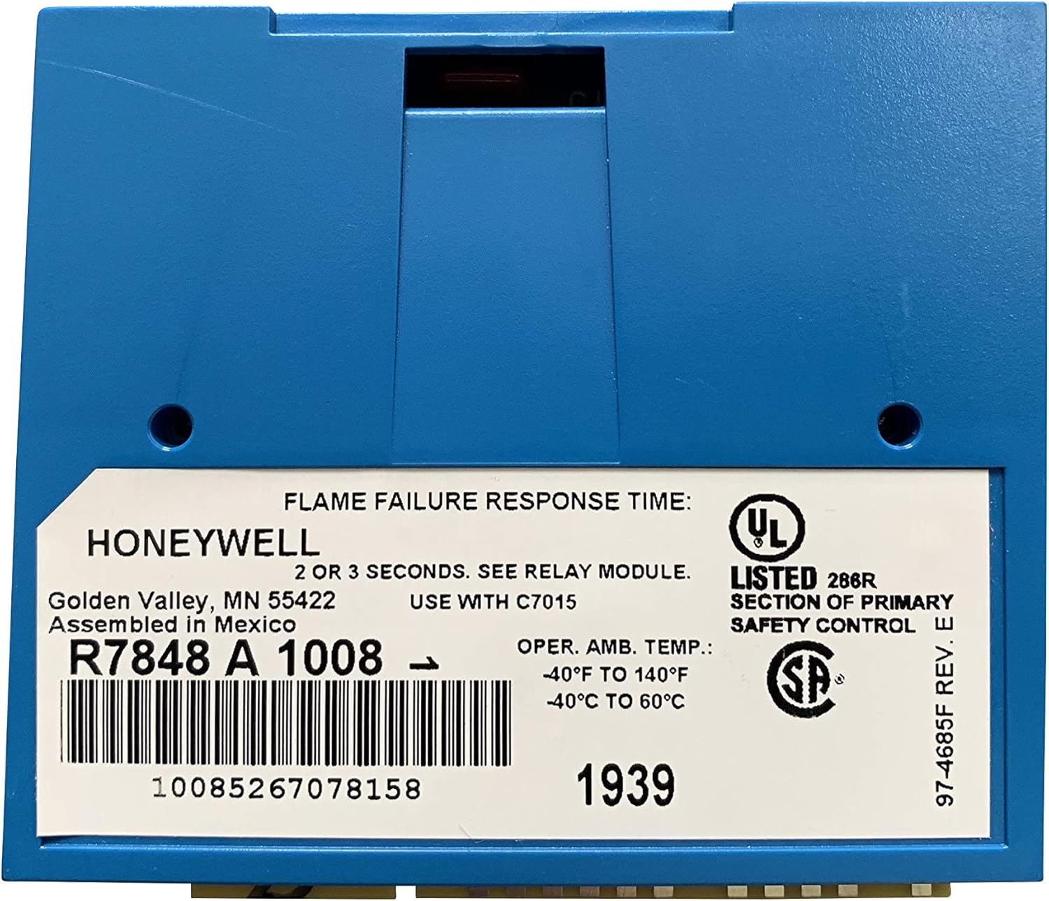 HONEYWELL Honeywell R7848A1008 Flame Amplifier Infrared for The 7800 Series Relay Modules