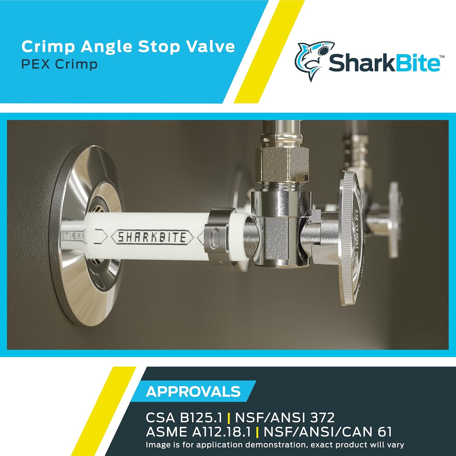SHARKBITE SharkBite 23056LF 1/2 x 1/4 Inch OD Compression Crimp Angle Stop Valve