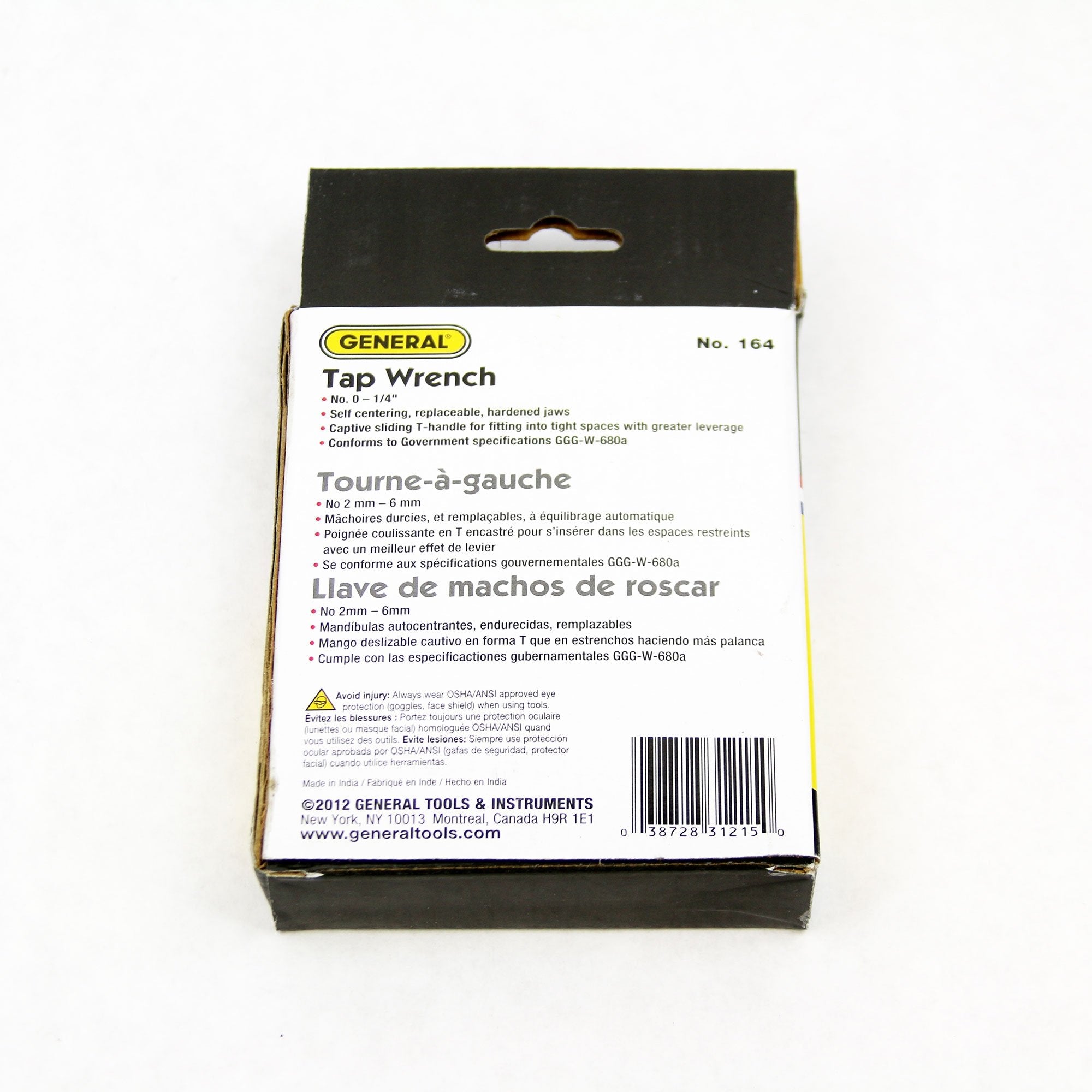 GENERAL TOOLS General Tools 164 Tap Wrench Mechanical No. 0 to 1/4 Inch Capacity