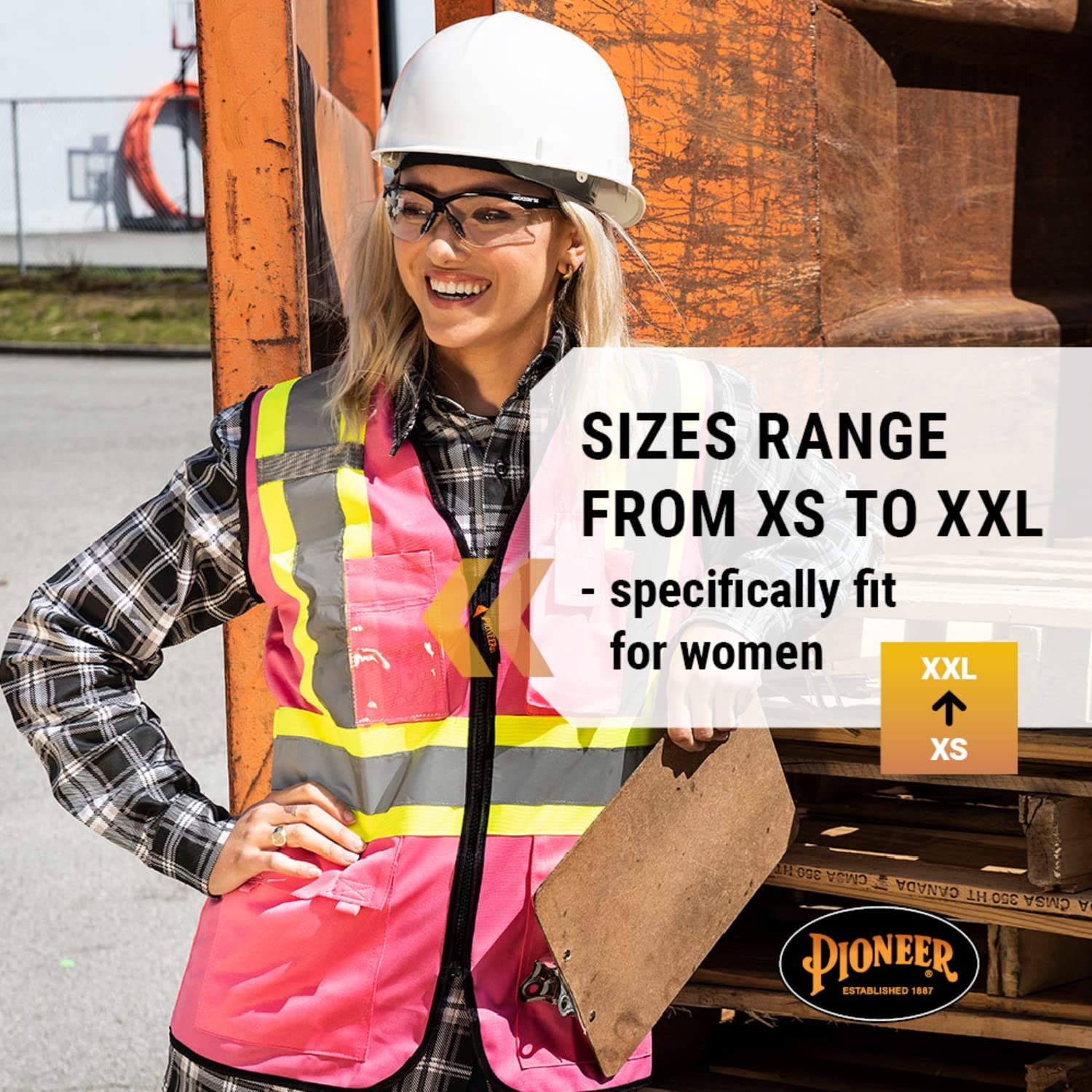 PIONEER Pioneer V1021840U-XL Safety Vest for Women Hi-Vis Reflective Tape Multiple Colors
