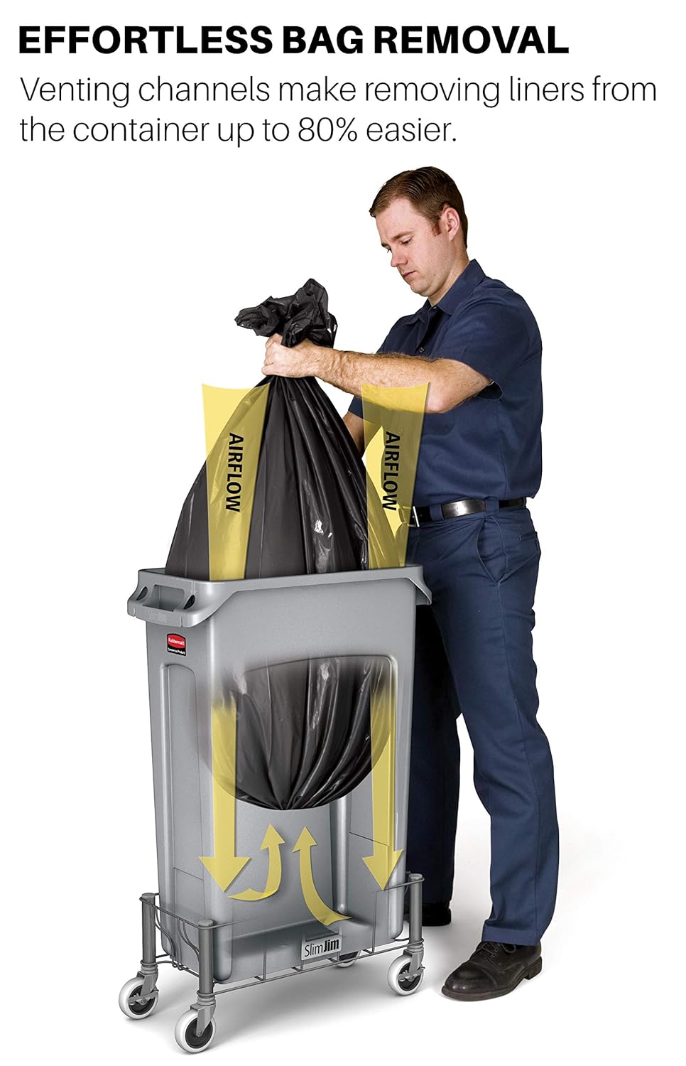 RUBBERMAID Rubbermaid FG354060GRAY Slim Jim Plastic Rectangular Trash/Garbage Can with Venting Channels 23 Gallon
