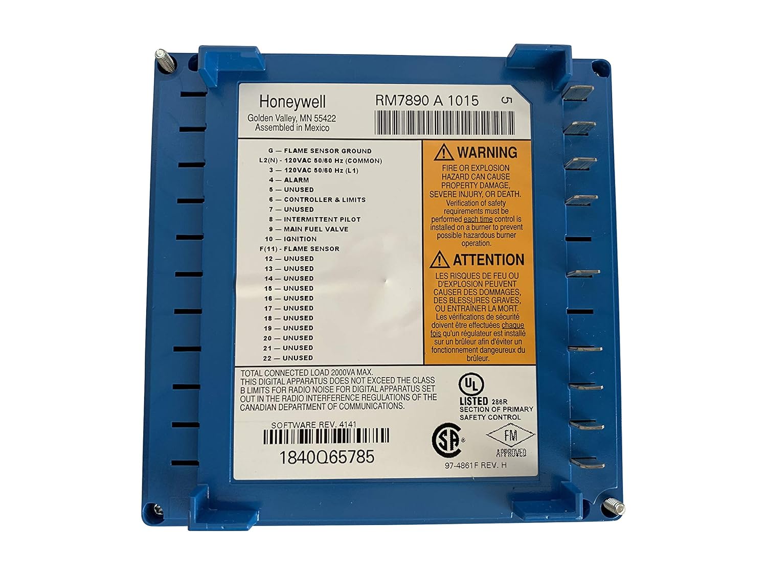HONEYWELL Honeywell RM7890A1015 On-Off Primary Burner Control 120V