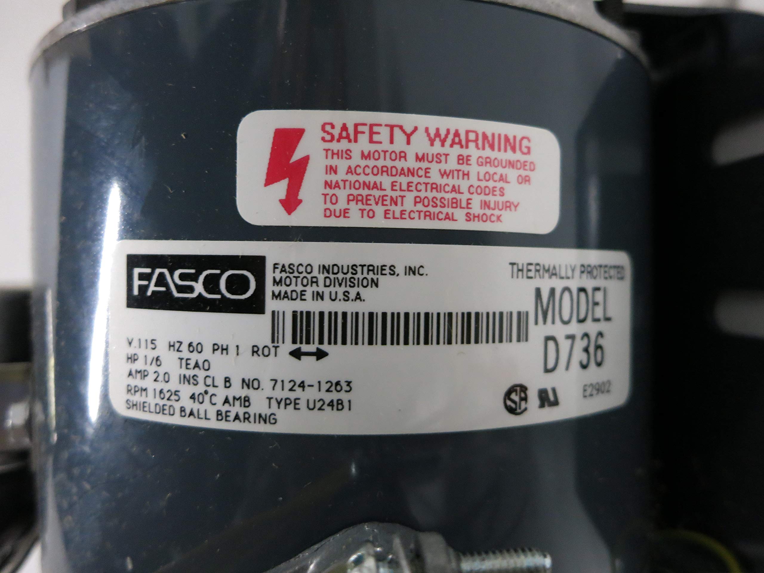 GENTEQ MOTORS Fasco D736 1/6HP 115V 1625RPM 1Spd Motor